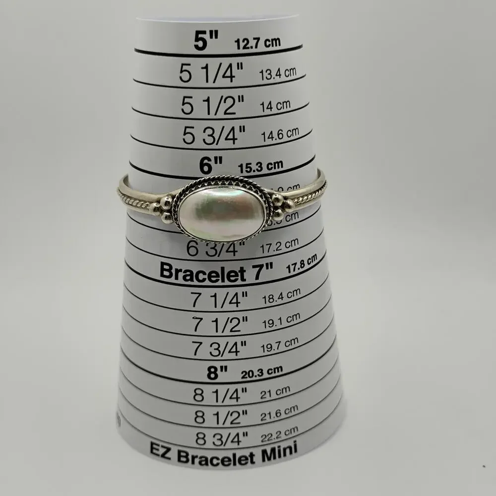 Native American Mother of Pearl and Sterling Silver Cuff - Picture 2 of 8